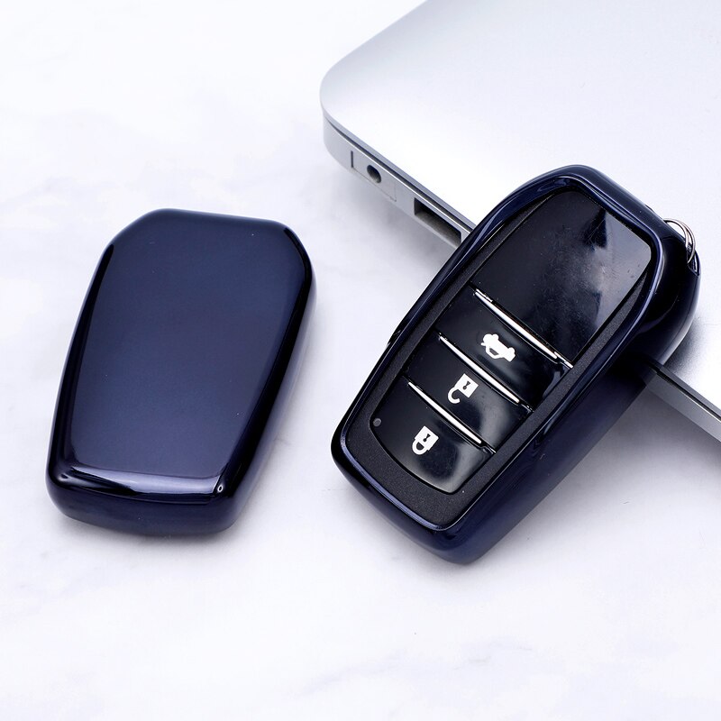 Soft tpu 2 3 4 napin kaukosäädin auton avaimen kuoren suojakotelo toyota chr c-hr land cruiser 200 avensis auris corolla älykäs avaimenperä: Musta