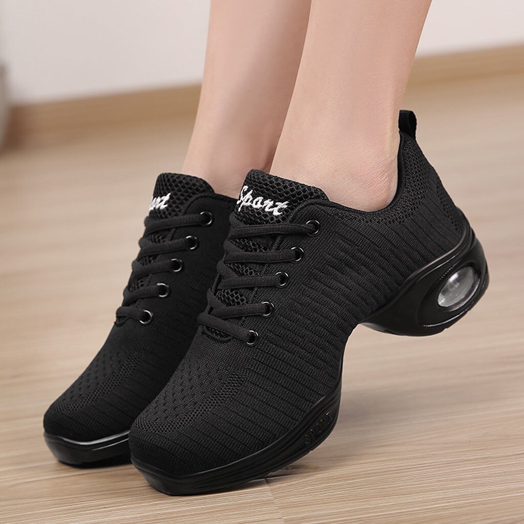 Mjuk yttersula kvinnas andetag jazz hip hop skor sportfunktion dans sneakers vita svarta tjejer moderna dansskor träning sh #g4
