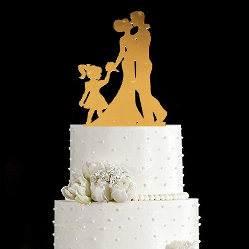 Family Style Rustic Wood Wedding Cake Topper Bride and Groom Cake Toppers with Kids Boy or Girl Cake Decorating Baby Shower: style 11 gold