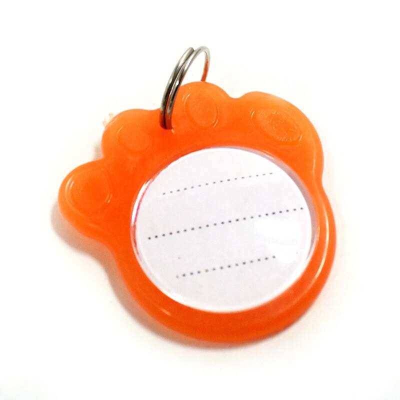 Collier pour chien 5 pièces/ensemble | Étiquette d'identification Anti-perte, carte d'identité en plastique Fluorescent en forme de patte, étiquettes nom de animal, collier pour chiot, accessoires pour chiens: orange