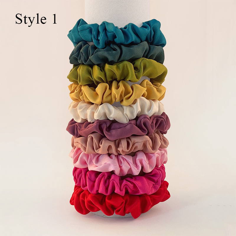 Gomas para el cabello de seda rosa para mujer y niña, banda elástica para el cabello de Color sólido, coleteros, accesorios para el cabello elegantes, 6/10/20 piezas: Negro