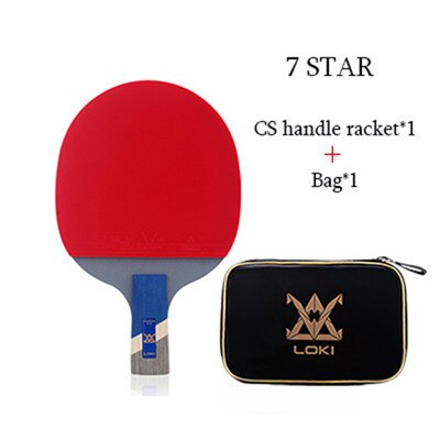 LOKI 7 Star High Sticky Table Tennis Racket 5 ply Wood Blade Pingpong Bat Pimples in Ping Pong Paddle: Short handle