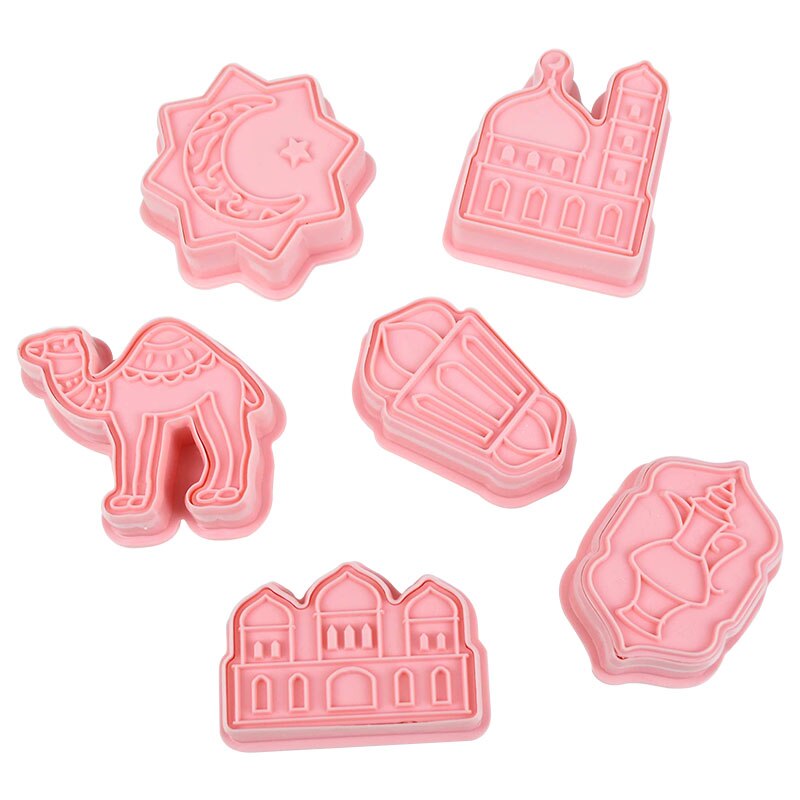 6Pcs Eid Mubarak Cookies Cutter Mould Ramadan Diy Cakevorm Ramadan Kareem Party Muffin Decoratied Stempel Gereedschap: Default Title