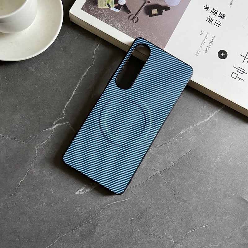 Funda magnética para Sony Xperia 1 10 5 Pro Ace VI V IV III, funda de fibra de carbono suave de TPU para Magsafe Charge, Fundas antigolpes: Mezclilla / Azul