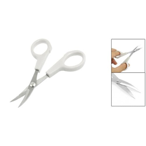 White Handle Curved Tip Needlework Cutter Embroidery Sewing Scissors 4": Default Title