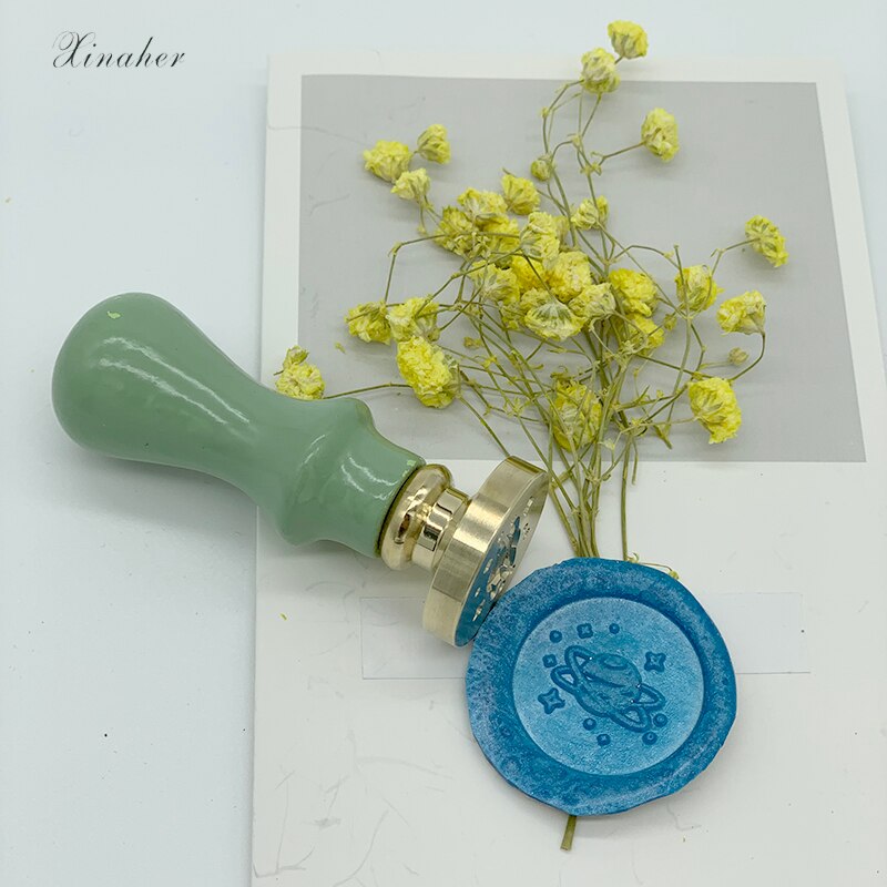 Trä vaxtätning stämpelhandtag mässing tätning vaxstämplar huvud vintage planet raket vaxtätning kopparhuvud för scrapbooking