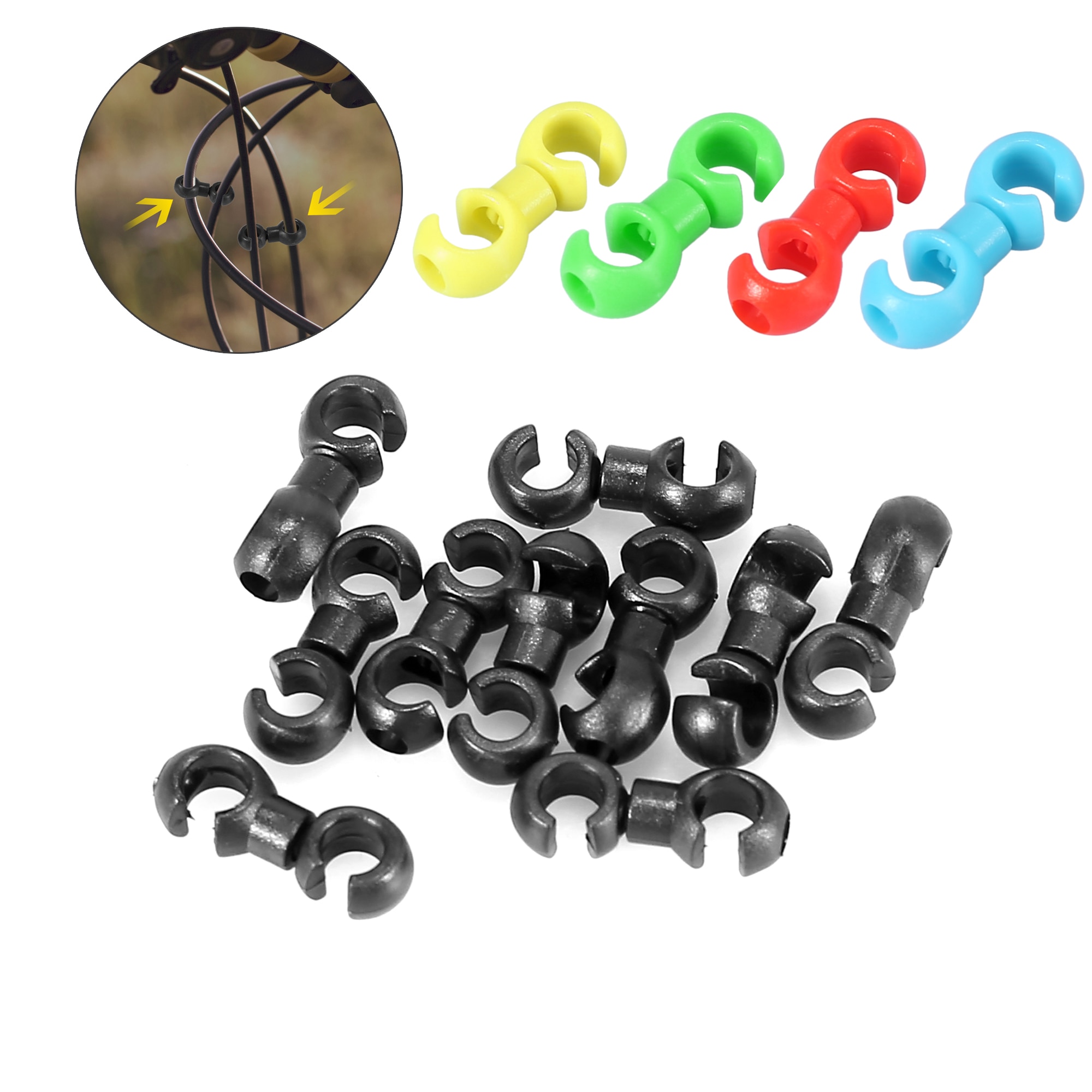 X Autohaux 10/20pcs Bike Brake Cable Clip Clamp Buckle Hose Hook Guide S Style Plastic For Mountain Bike Road Bicycle