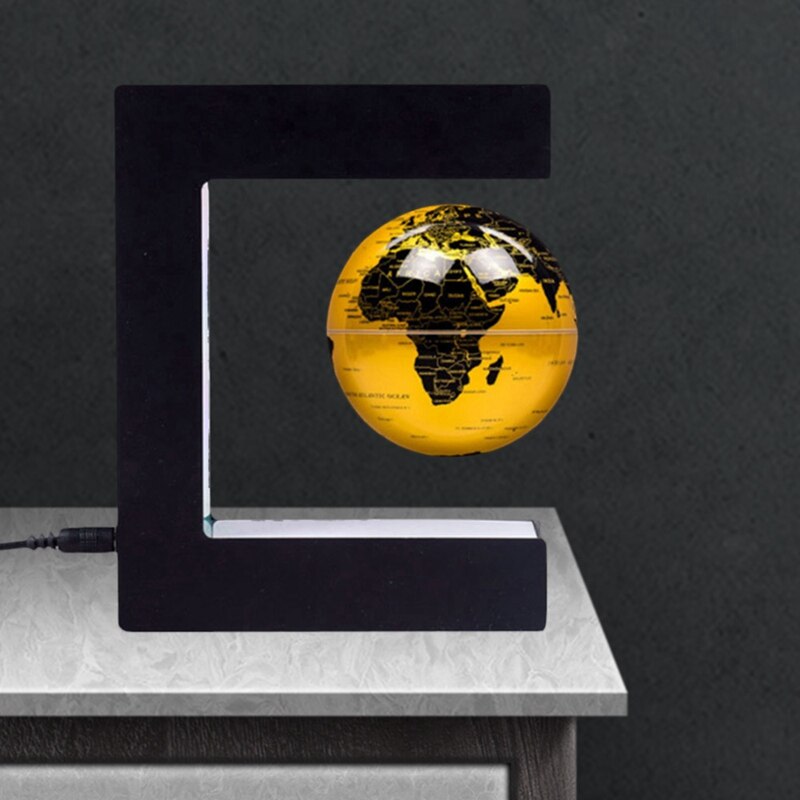 Floating Globe Globe World Map Magnetic Levitation Globes C-Frame Golden LED English for Kids US Plug