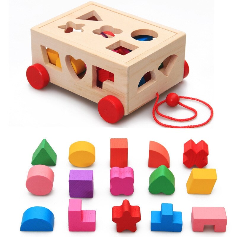 Multifunctional Intelligence Box Shape Matching Early Education Toy Children's Educational Wooden Drag Toy