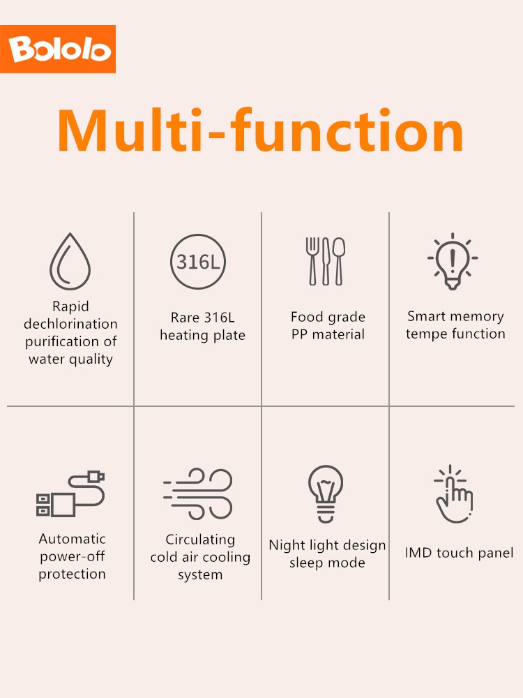 Bololo Electric Kettle Health Pot Baby Smart Milk Thermostat Constant Temperature Water Warmer Tea Maker Thicker Glass Light