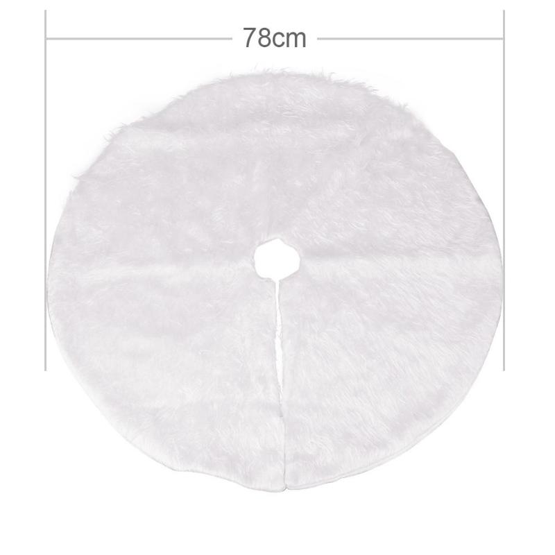 78/90/120cm juletræsnederdele runde lilla / hvide plys forklæde tæppe år xmas dekor jul hjem fest dekoration: Hvid 78cm