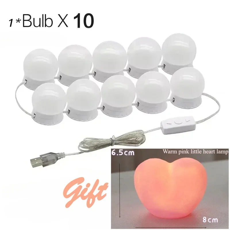 Bombillas LED para espejo de maquillaje, luces para espejo de maquillaje con carga USB, iluminación para tocador de baño, lámpara de pared LED regulable: RGB