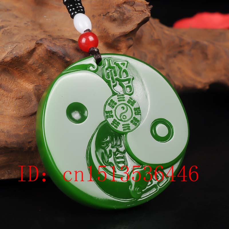 Chinese Groene Jade Taiji Bagua Hanger Ketting Charm Sieraden Mode Accessoires Hand-Gesneden Man Vrouw Luck Amulet