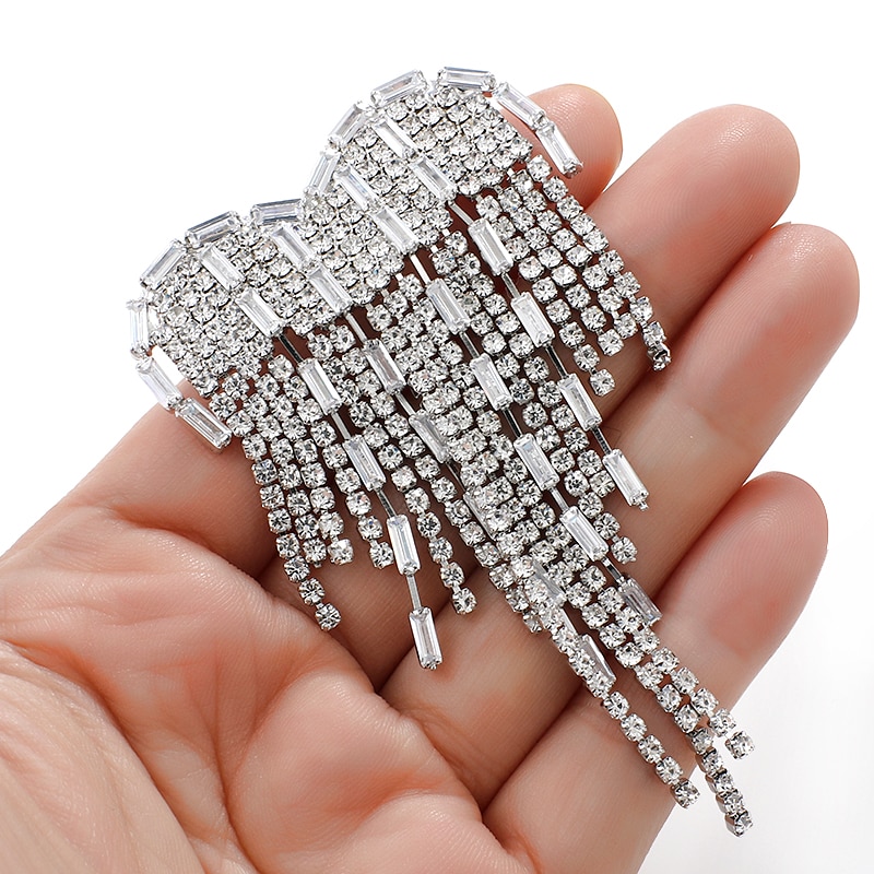 ALLYES créateur de couleur argent strass coeur broches pour les femmes Boho gland broche broche bijoux accessoires