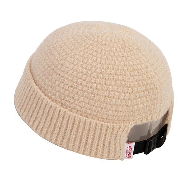 Unisex mössa ribbstickad stickad vintermössa varm kort mössa avslappnad enfärgad kalott baggy för vuxna män mössa: Beige