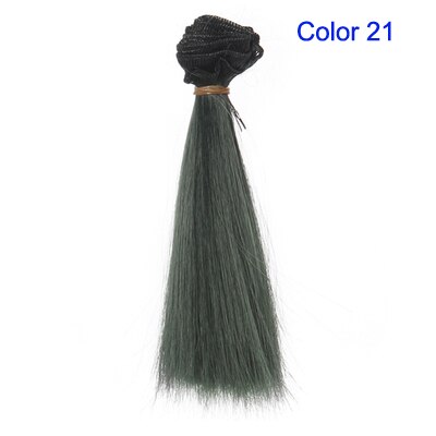 Bjd haar 15 cm * 100 CM blauw groen paars kleur korte rechte haar voor 1/3 1/4 BJD diy pop rechte pruiken: Color 21