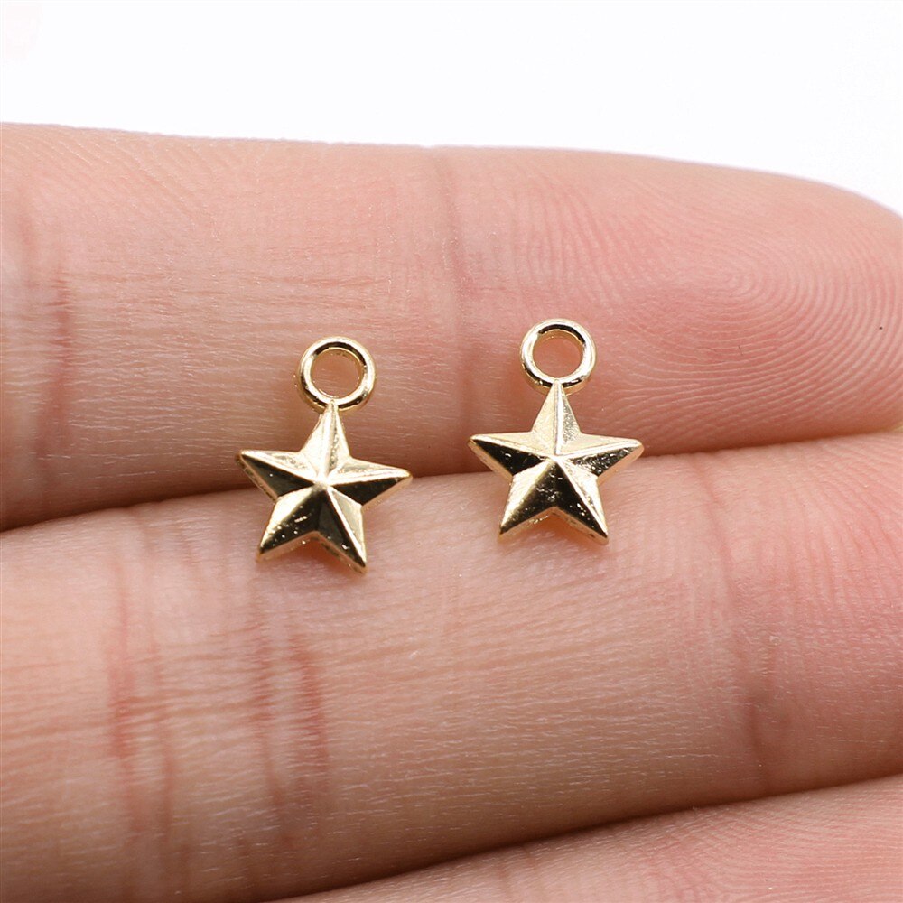 Wysiwyg 50 Stks/partij Pentagram Star Bedels Voor Sieraden Maken 10X7Mm 3 Kleuren Antiek Brons Vergulde Accessoires: Rose Goud Kleur