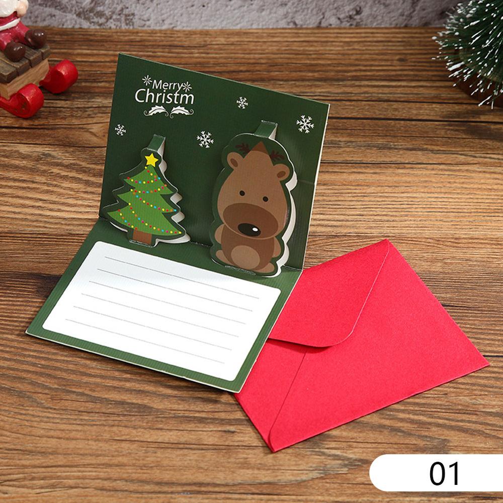 Mini 3D Cartoon Postkarte Kinder Schöne Frohes Neues Jahr Gruß Karte Frohe Weihnachten Schneemann Karten mit Umschlag Karte Weihnachten: style1