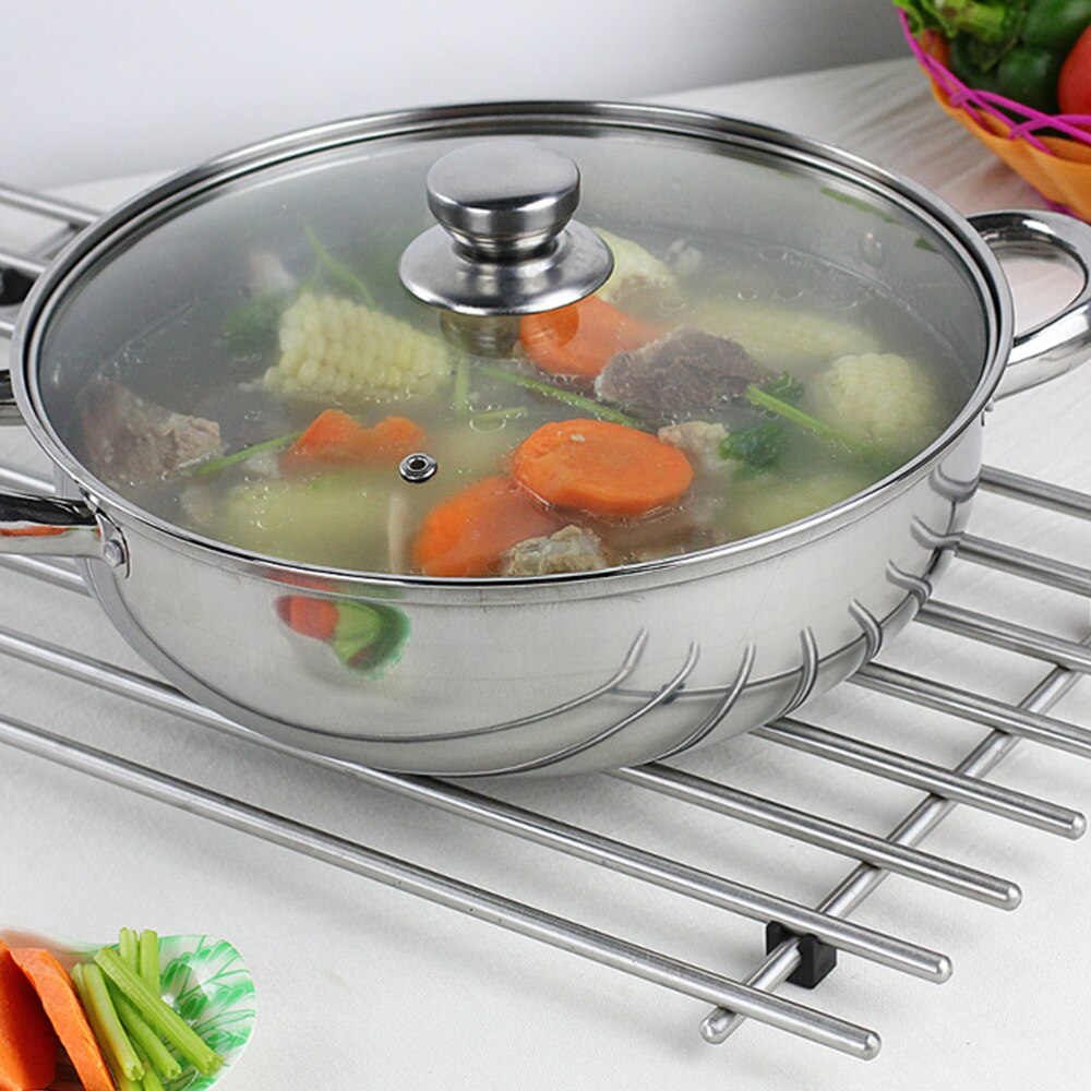 Multifunctionele Stoom Pot Dubbele Lagen Soeppan Roestvrij Staal Stoomboot Koken Boiler Zilver (28Cm)