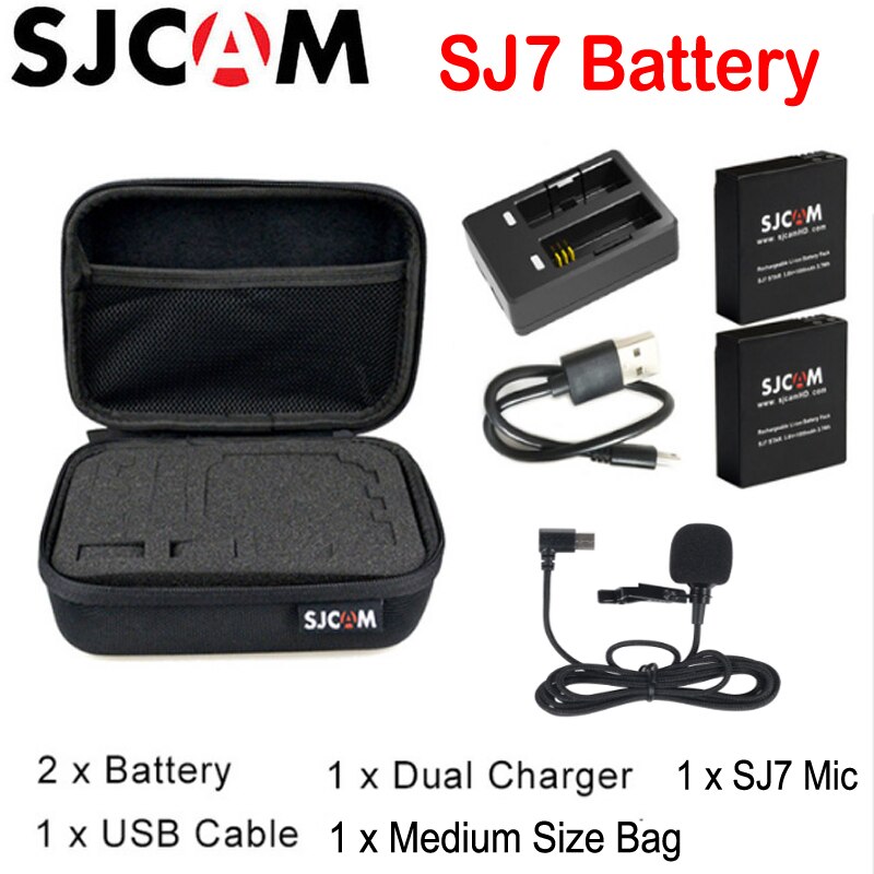Originele Sjcam SJ7 Batterij (2 Stuks Batterijen + Dual Charger) 1000Mah Oplaadbare Li-Ion Batterij Voor Sjcam SJ7 Actie Camera: Option 3