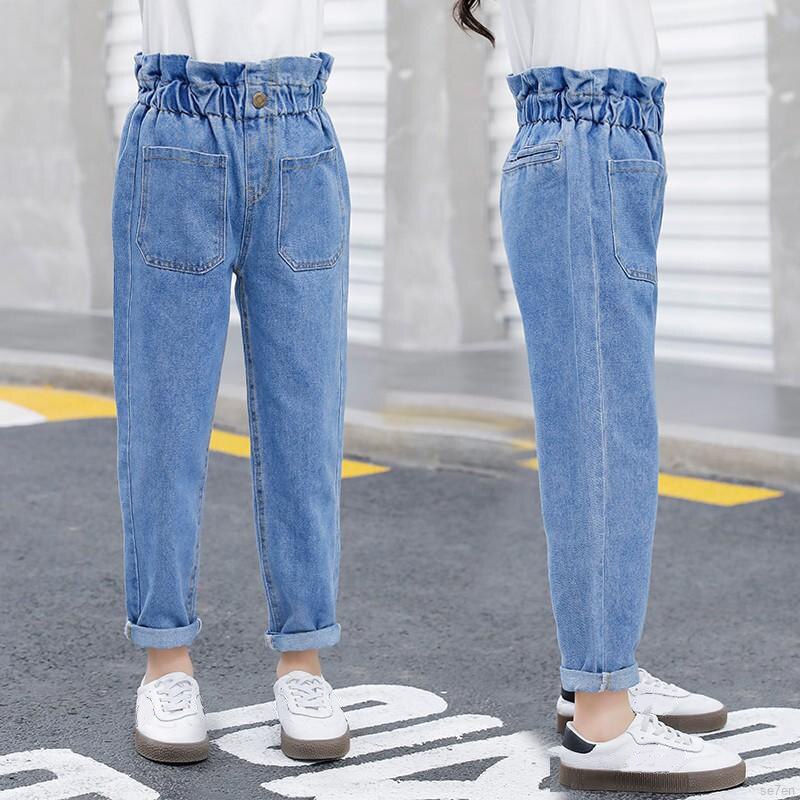 Kids/Korean Jeans For Teens/girls 12 Years Old Children's Jeans Teenage Pants High Waist Elastic Jeans Pants For Teens 9
