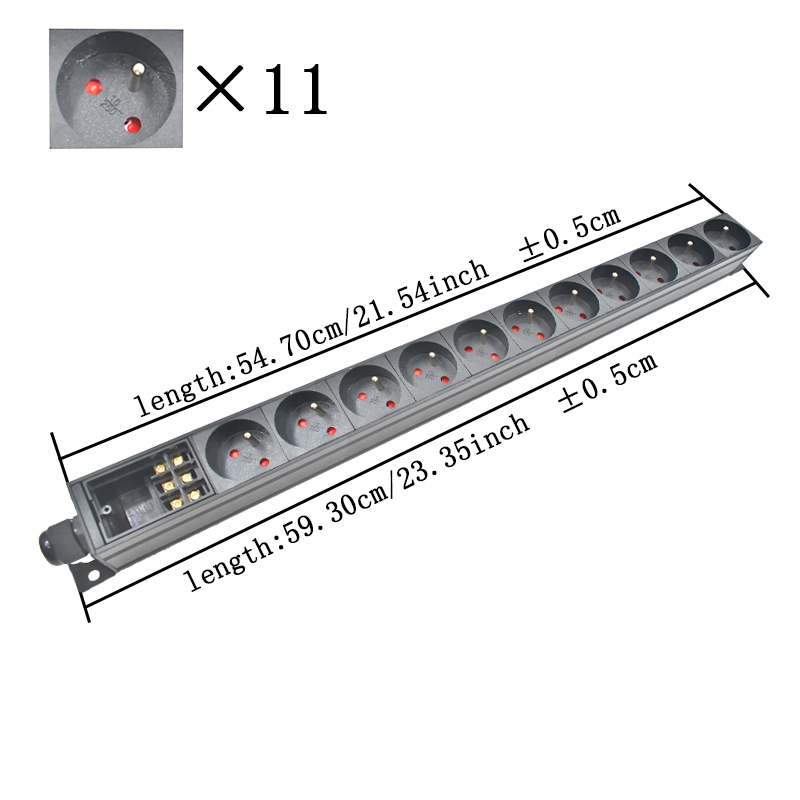 PDU power strip network cabinet rack wall desktop table bottom 1-11AC French socket with junction box No extension cable: Floor Socket