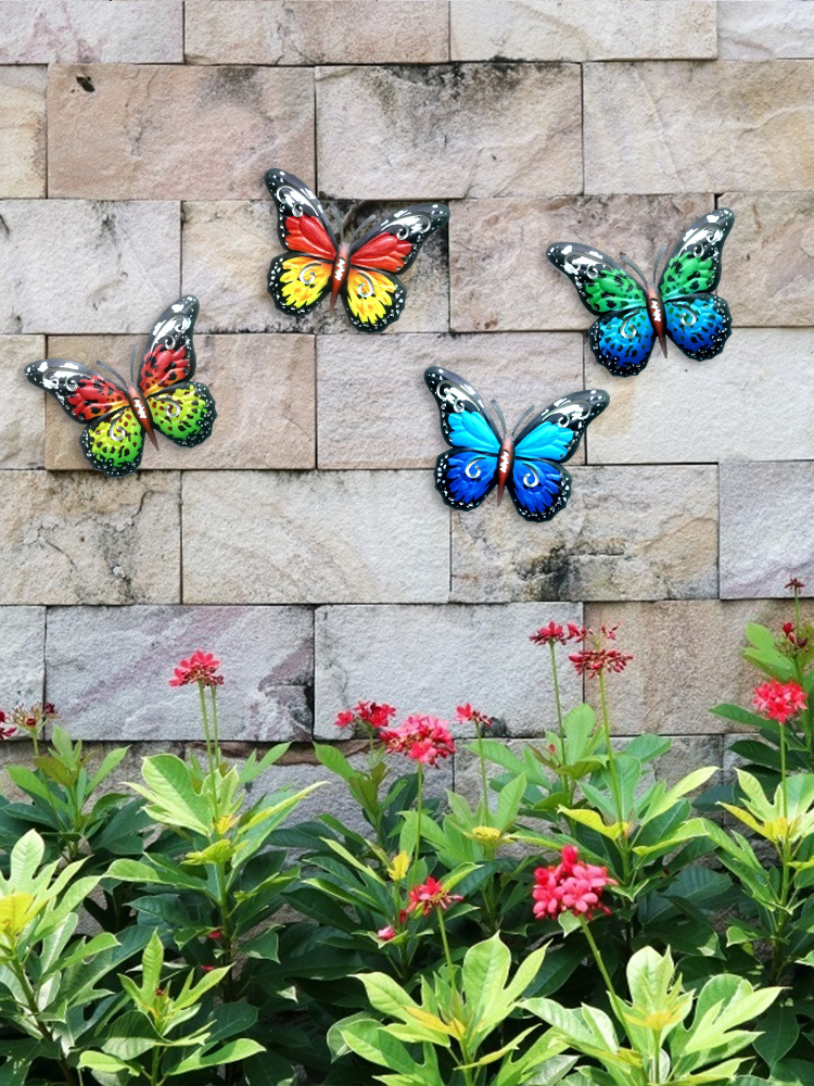 4 Stuks Prachtige Smeedijzeren Vlinder Muur Opknoping Pastorale Tuin Decoratie Woonkamer Gang Terras Muur Hangen Thuis Decora