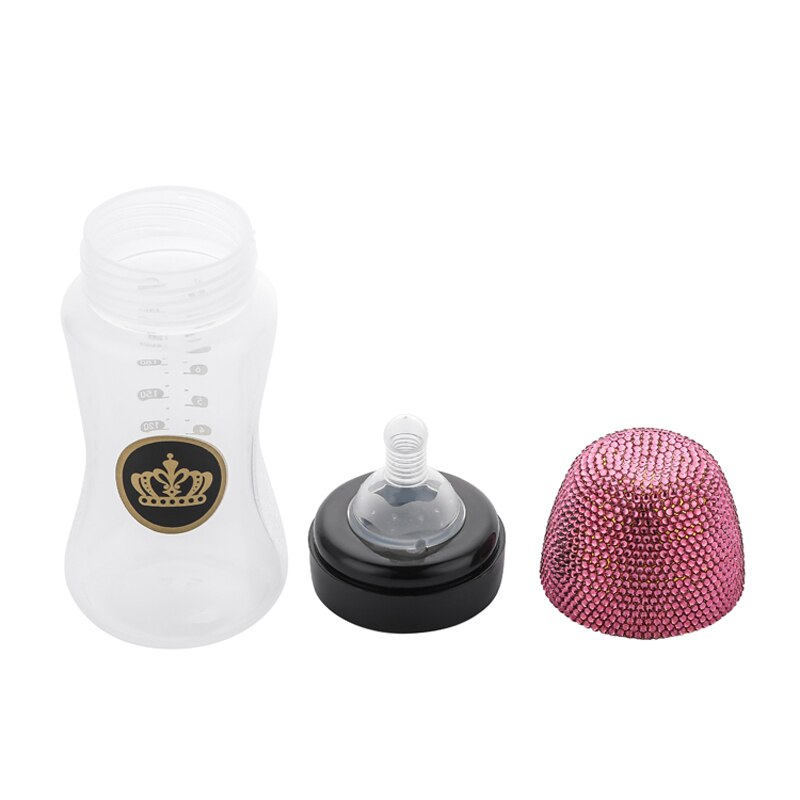 BLINGONLY Rhinestone Milk Feeding BPA Free Food Grade Plastic Gold Bling Baby Bottle