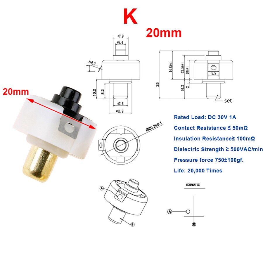LED Taschenlampe drücken Taste Schalter AUF aus Elektrische Taschenlampe Schwanz Schalter T6 Q5 C8 501B 502 DIY reparatur Aktualisierung teil für LED Taschenlampe lampe: K