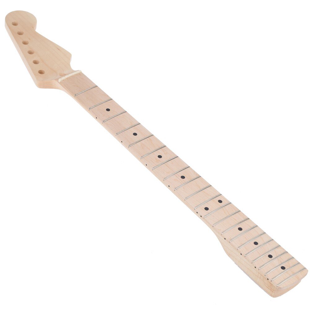 22 Fret Tiger Flame Maple Guitar Neck Replacement Guitar Neck for ST Electric Guitar Dots Natural: Default Title