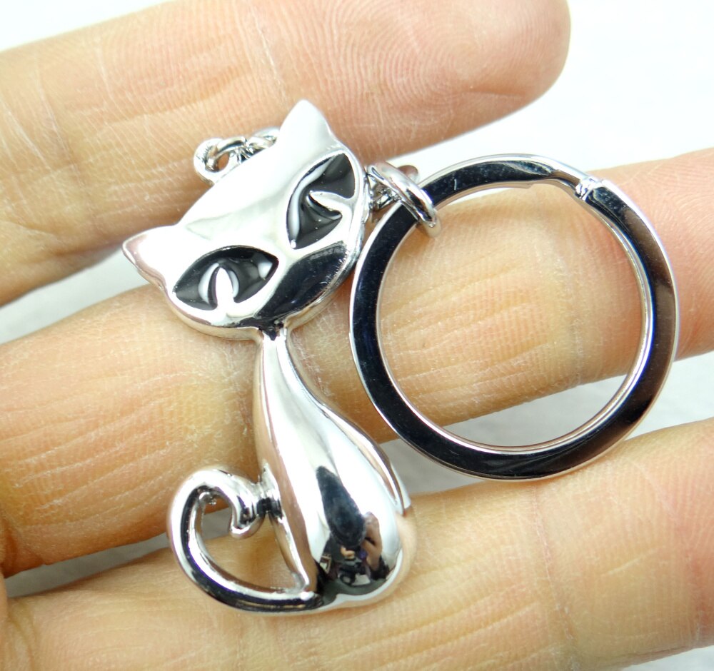 Mode Creatieve Legering Sleutelhanger Ring Sleutelhanger Zilveren Catpendants Tool Mannen Auto Accessoires 1 Pc