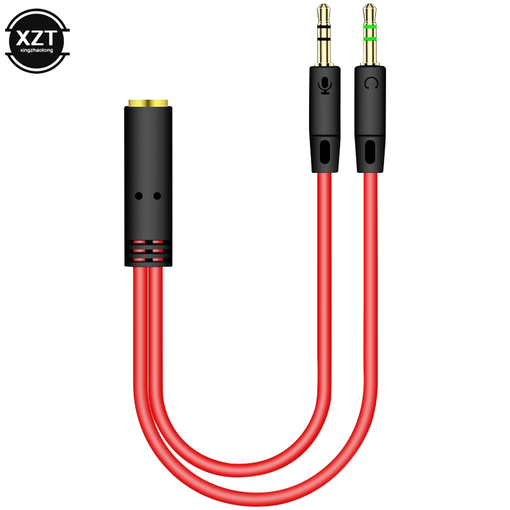 2 in 1 Male To Female Aux Audio Cable Y Splitter Cable 3.5mm MP3 MP4 Stereo Plug Adapter Jack For Headphone Computer Cable: Red