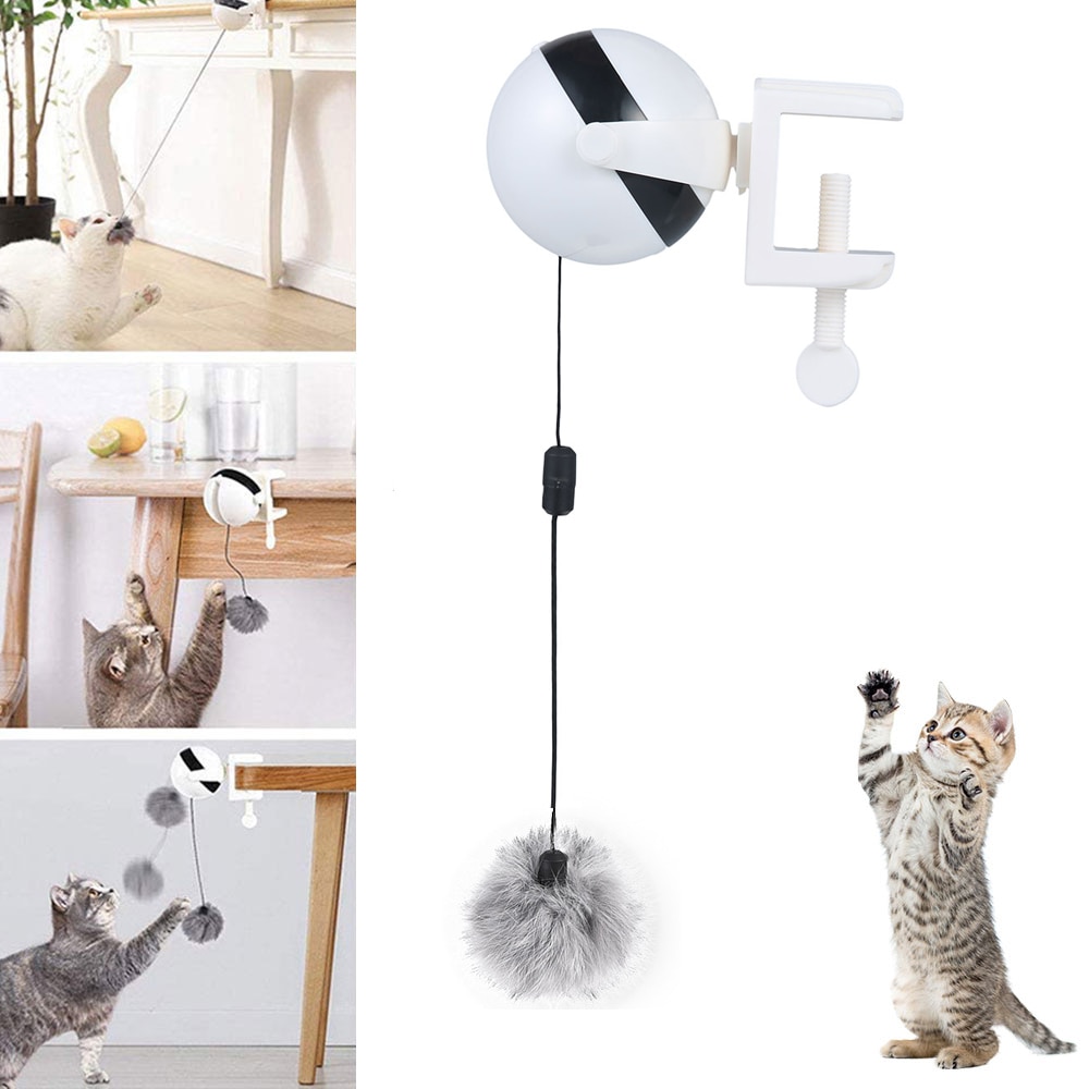 Elektrisk katteleke automatisk løfting katt ball leke interaktiv puslespill smart kjæledyr katt ball fjær leker løfte baller katt kjæledyr forsyning