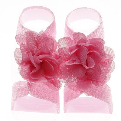 Newborn Baby Photo Prop Wrist Flower Foot Band Barefoot Baby Sandals Shoes Photo Decoration Accessories One Size: Pink