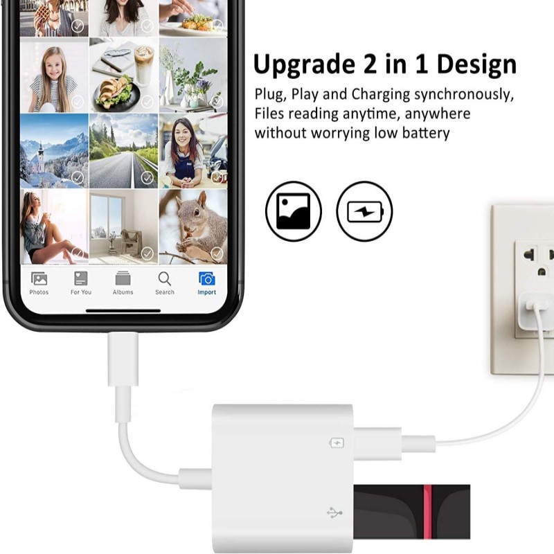 Adapter OTG Lightning na USB 3.0 Adapter USB typu C do iPhone'a 14 13 12 11 Pro Max X XS Rozdzielacz USB C Konwerter danych Ekspander