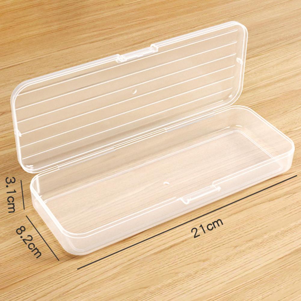 Estojo de plástico transparente de grande capacidade, caixa que economiza espaço, caixa de armazenamento para casa e escola, material de escritório