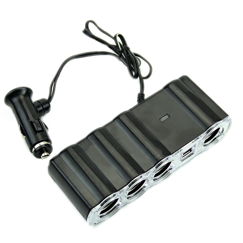 Novel-4 Way Multi Socket Auto Sigarettenaansteker Splitter Usb Plug Adapter Oplader
