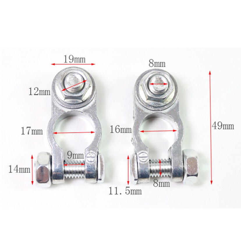 2 Pieces Alloy Auto Battery Terminal Caps Connector Cover Nut Car Positive Negative Clamp Clip Lock Catch Switch With Hole Screw