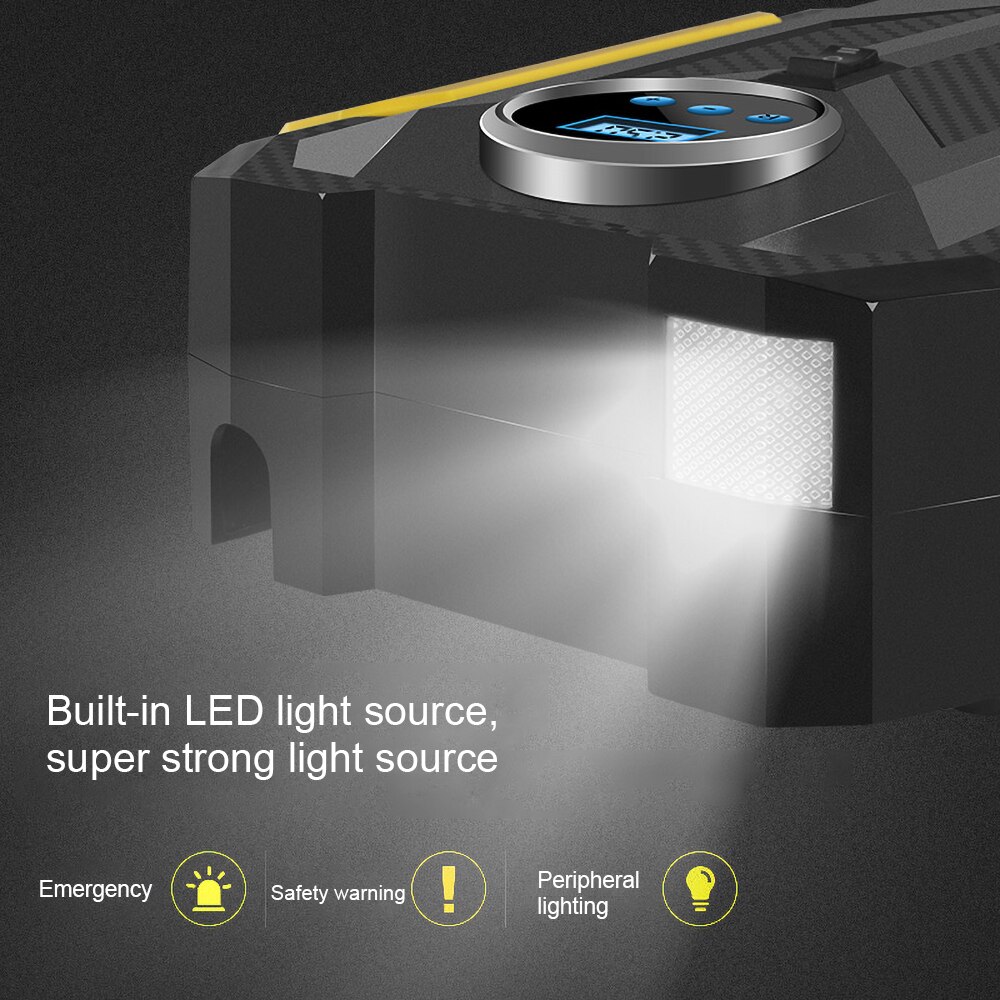 Portable Air Compressor Tire Inflator-Autoband Pomp Met Digitale Manometer (150 Psi 12V Dc) bright Emergency Zaklamp