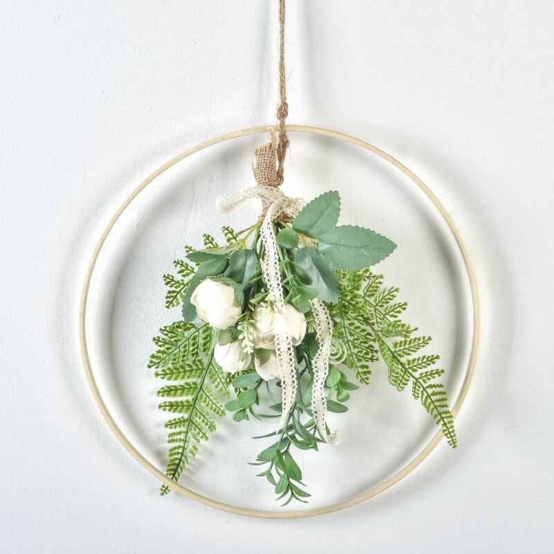 Ścienny bambusowy wieniec nie znikną girlanda sztuczny kwiat wiszący pierścień dekoracyjne rekwizyty salon ślubny wystrój domu #: 3