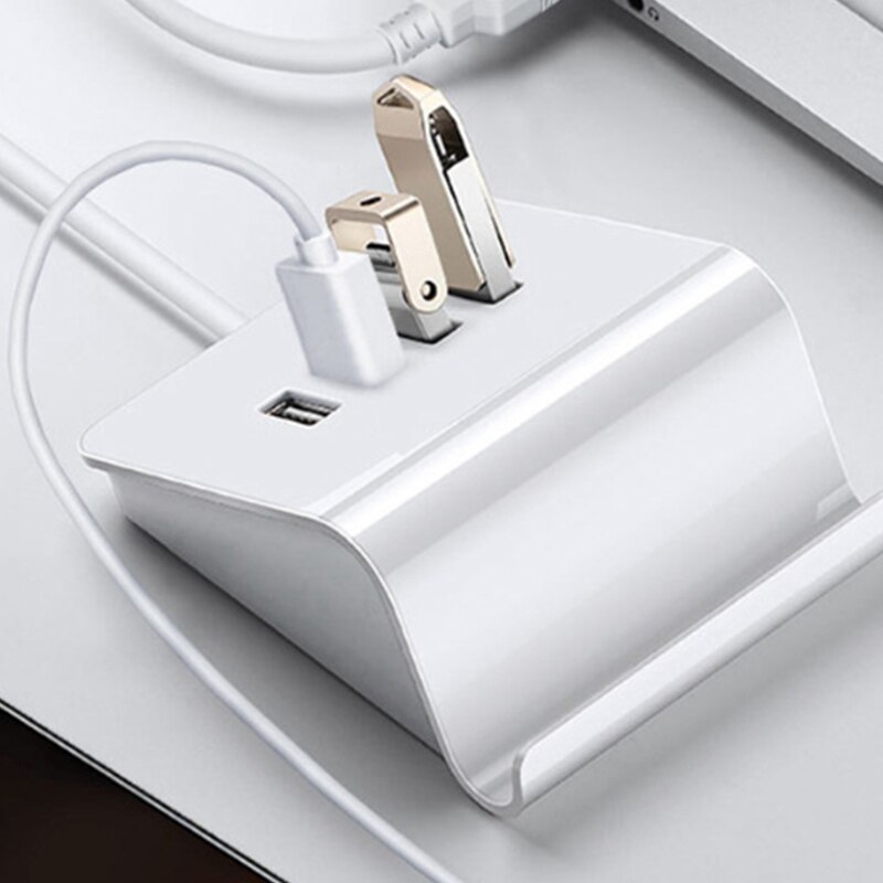 -usb-hub met hoge snelheid, mini 4- poorts usb 2.0- hub voor desktop, laptop met telefoon- en tablethouder