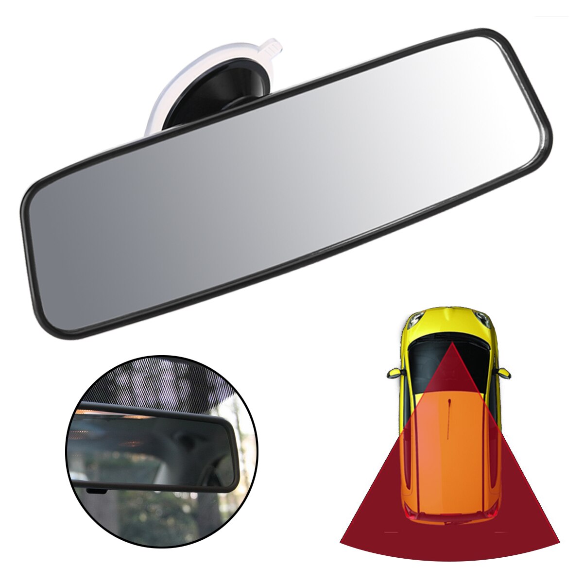 1 Uds. Espejo retrovisor interior trasero de 20x6 cm panorámico gran angular trasero para asiento trasero de coche Vista de bebé camión espejo retrovisor plano ancho ventosa