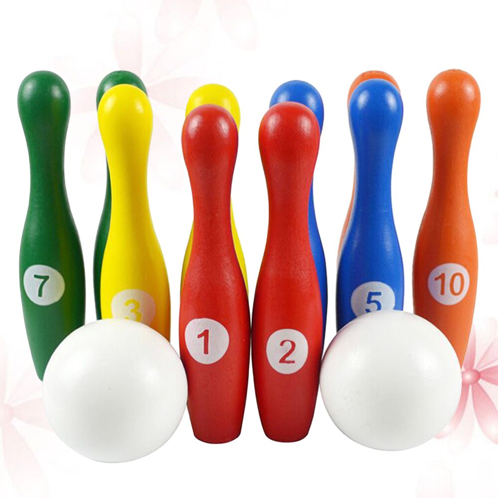 1 set bowlingleksak kit barn praktisk intellektuell utveckling leksaker roliga småbarn bowling leksak tidig pedagogisk bowling leksak set f: Default Title