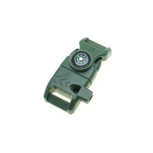1pcs 5/8" Side Release Whistle Compass Buckle Scraper Parachute 550 Cord Paracord Bracelet Outdoor Camp Backpack Survival Kits: MilitaryGreen