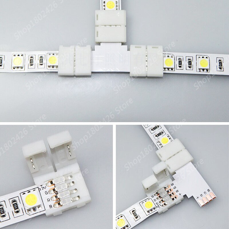 5 pcs 2 pin/4 pin L/T/X Shape LED Strip Light Connector Corner Right Angle 8mm/10mm 5050/3528 SMD Solderless LED Ribbon Adapter