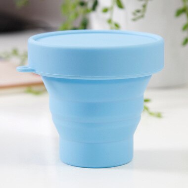 Menstrual Sterilizing Cup Collapsible Silicone Cup flexible to clean Menstrual Cup Recyclable Camping Foldable Sterilizer Cup: Blue