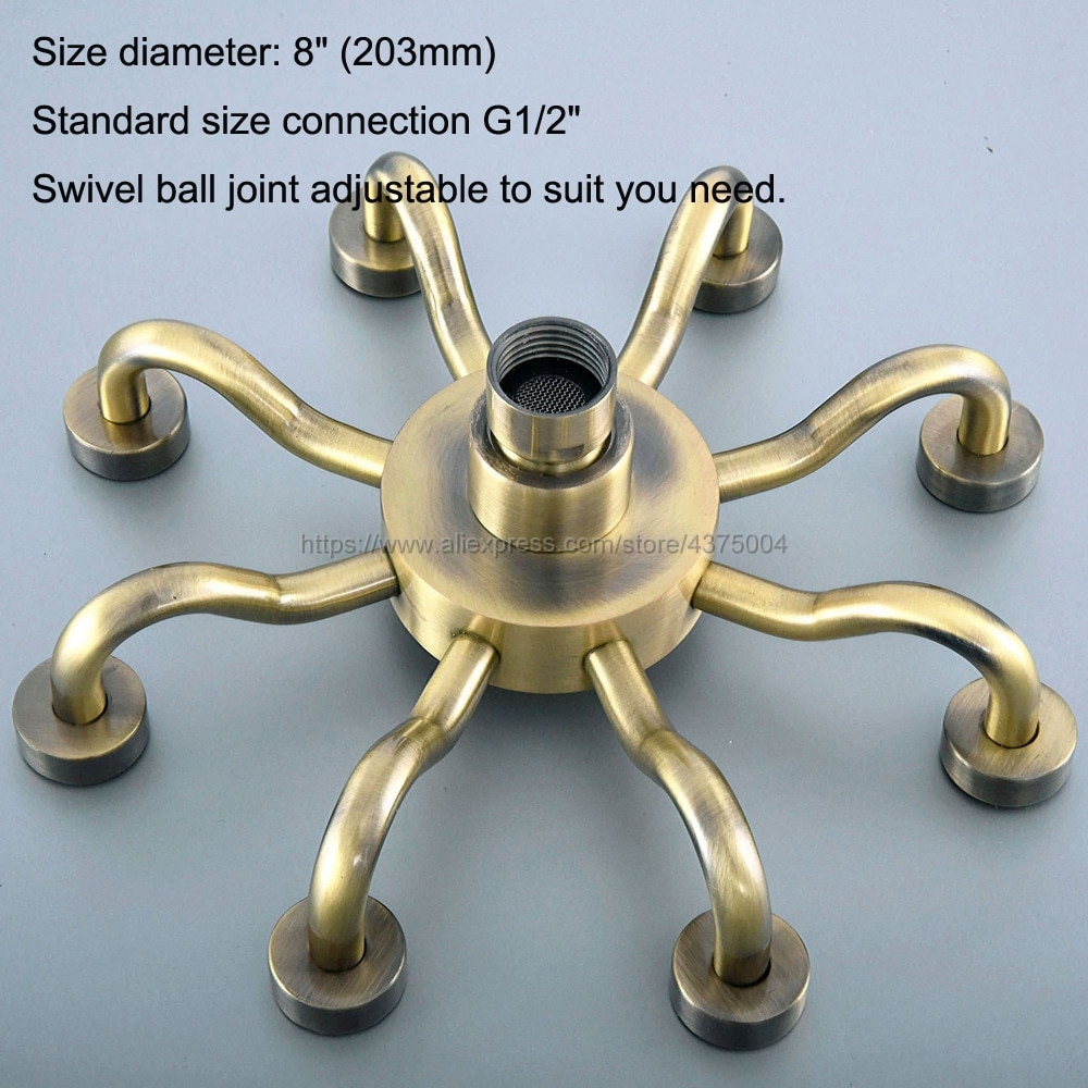 8 Inch Rainfall Shower Head Rainfall Bathroom Top Sprayer Antique Bronze Rain Showerhead Nsh250