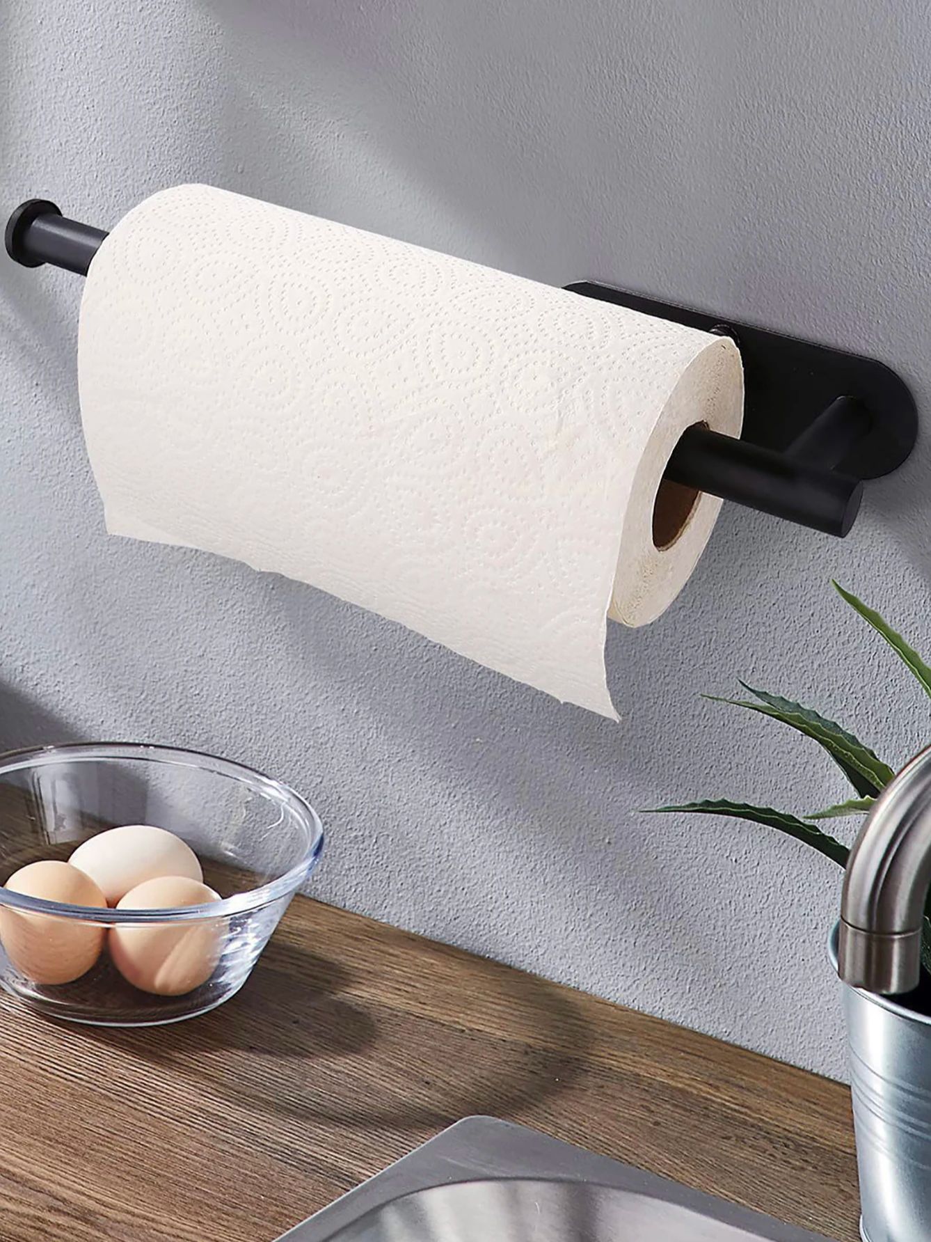 Akryl toalettpapper hållare vävnad rack väggmonterat badrum kök rulle hållare papper vävnad rack krok modern svart galge: Mång