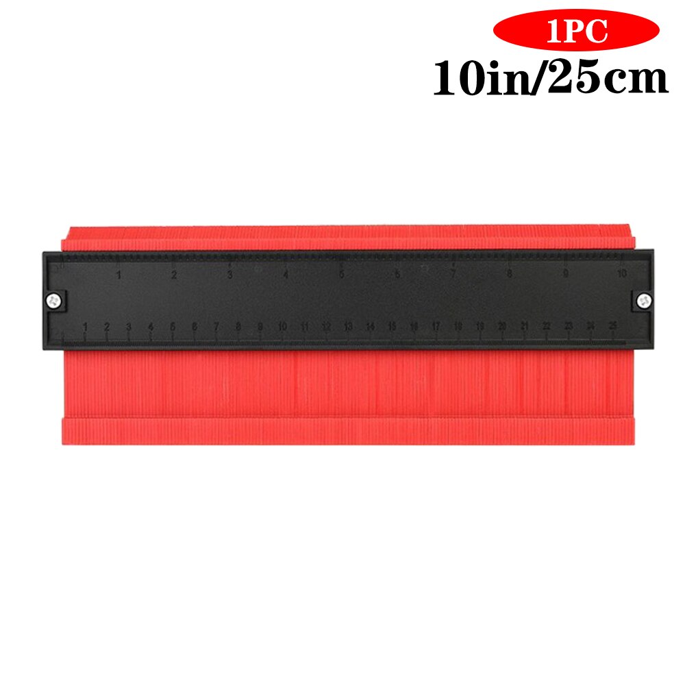 Multi-functio Contour Profile Gauge Tiling Laminate Tiles Edge Shaping Wood Measure Ruler Tiles Laminate Tiles Tool 5/6/10inch: 10inch  Red