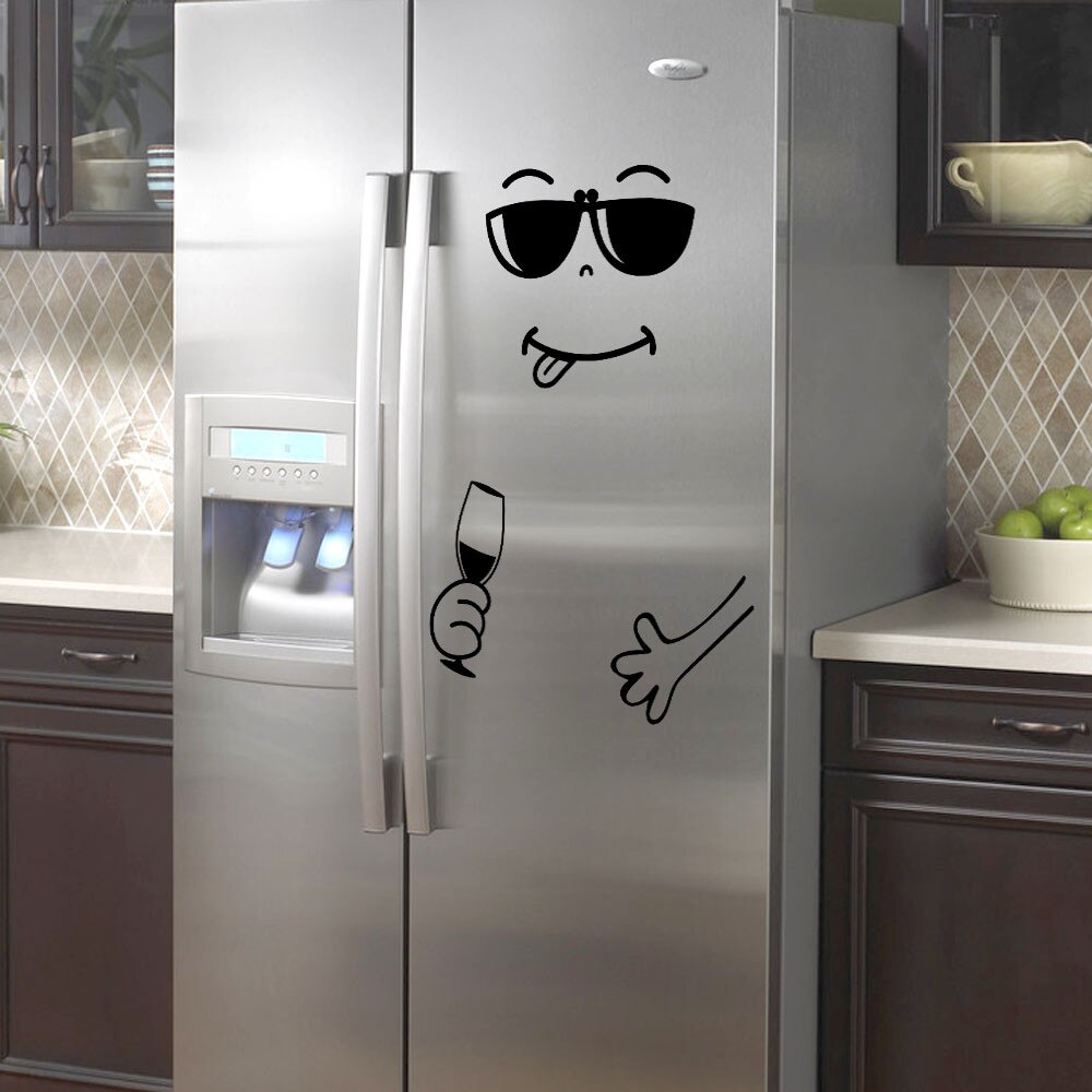 Cute Sticker Fridge Happy Delicious Face Kitchen Fridge Wall Refrigerator Vinyl Stickers Art Wall Decal Home Decor #30